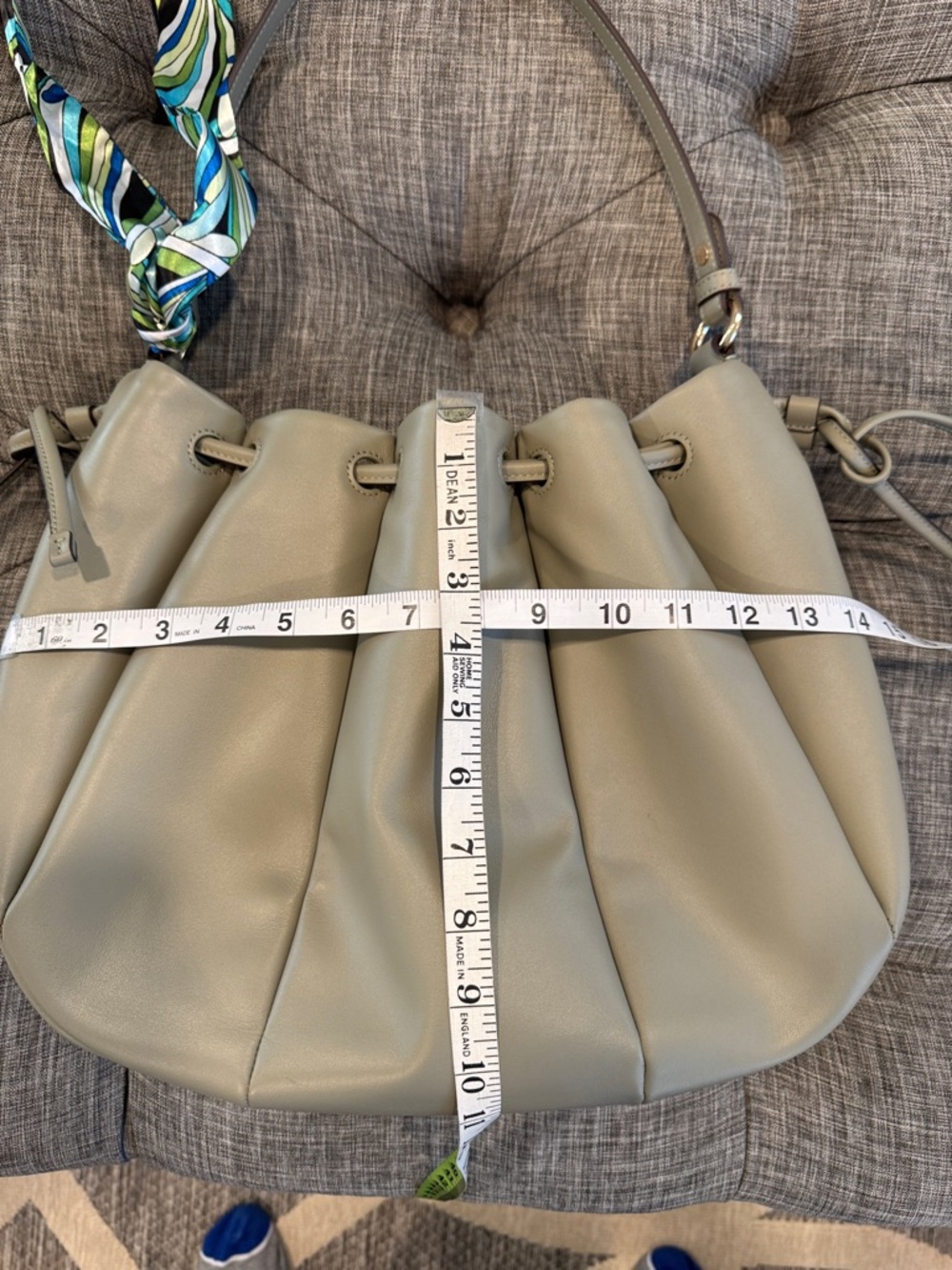 Kate Spade Bag Pinch Smooth Leather Quiet Luxury Shoulder Bag Oyster Shell Green - Picture 17 of 17